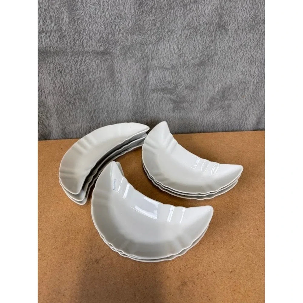 9 Maryland China Japan Frohberg White Crescent Bone Dishes Scalloped Edge Set